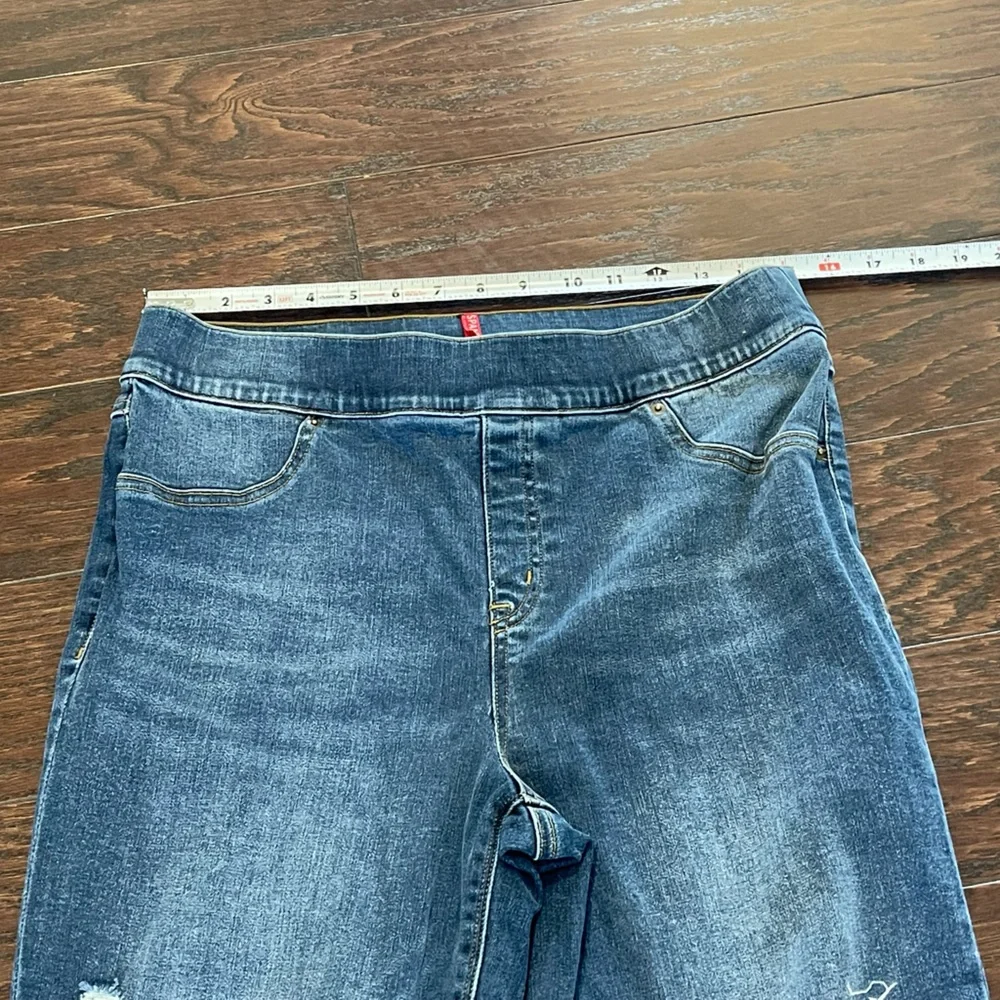 Spanx Jeans Distressed Ankle Skinny Denim Legging Raw Hem Women Size X-Large